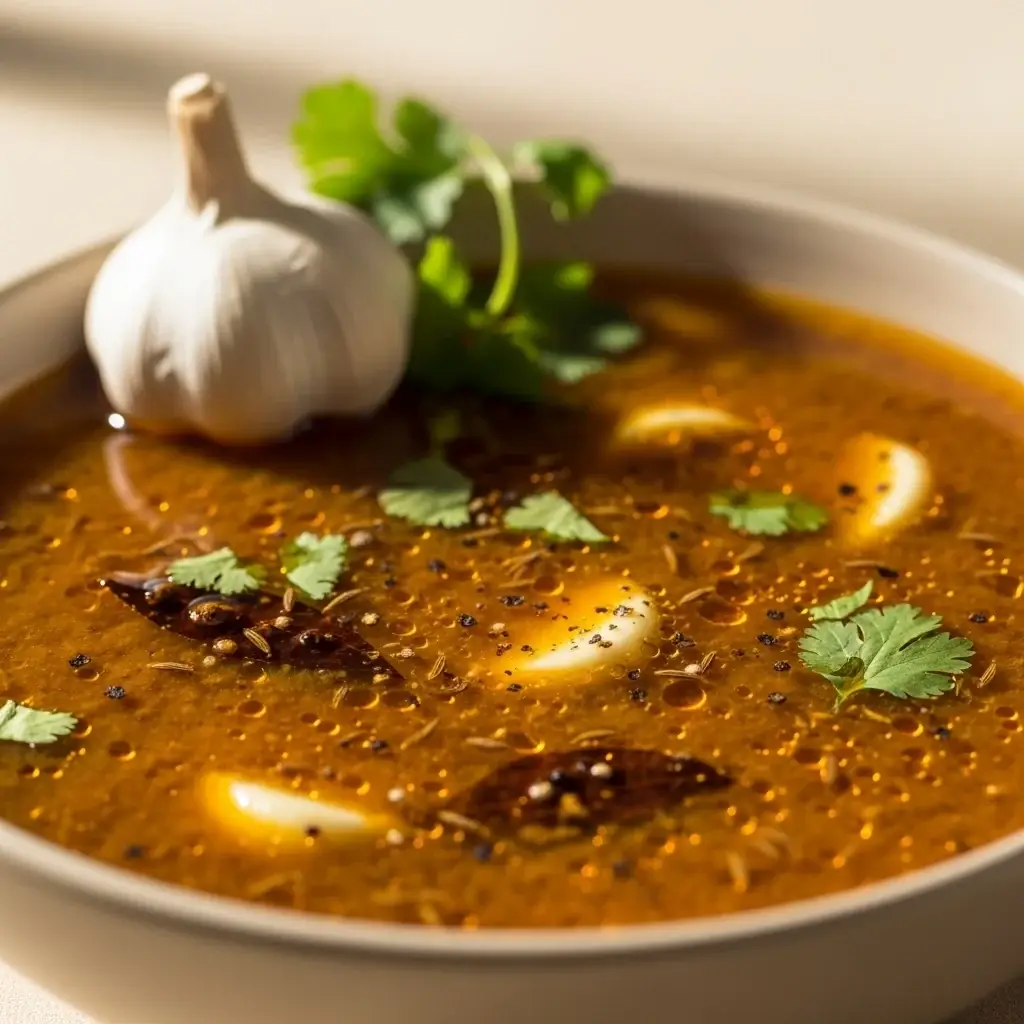 Un alimento básico calmante: el reconfortante ajo rasam de la India (Poondu Rasam)