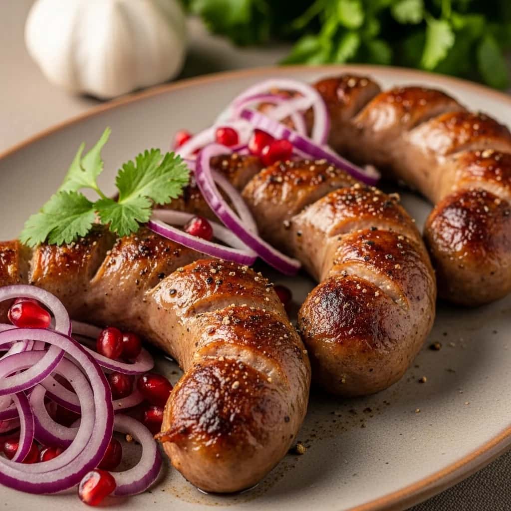 Un cerdo y un cerdo Potencia del ajo: auténtica salchicha Kupati georgiana