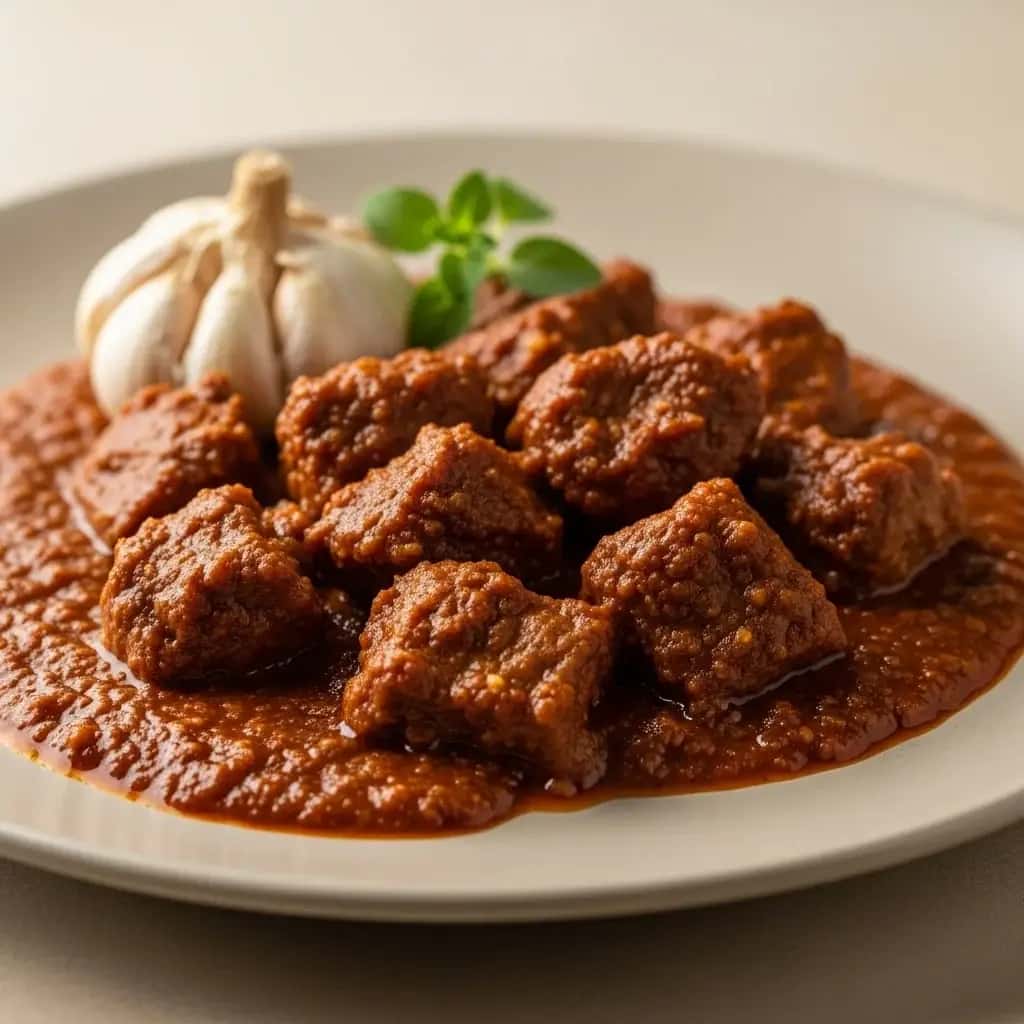 Un mole rústico bañado en ajo y champiñones. Chiles (Mole de Ajo)