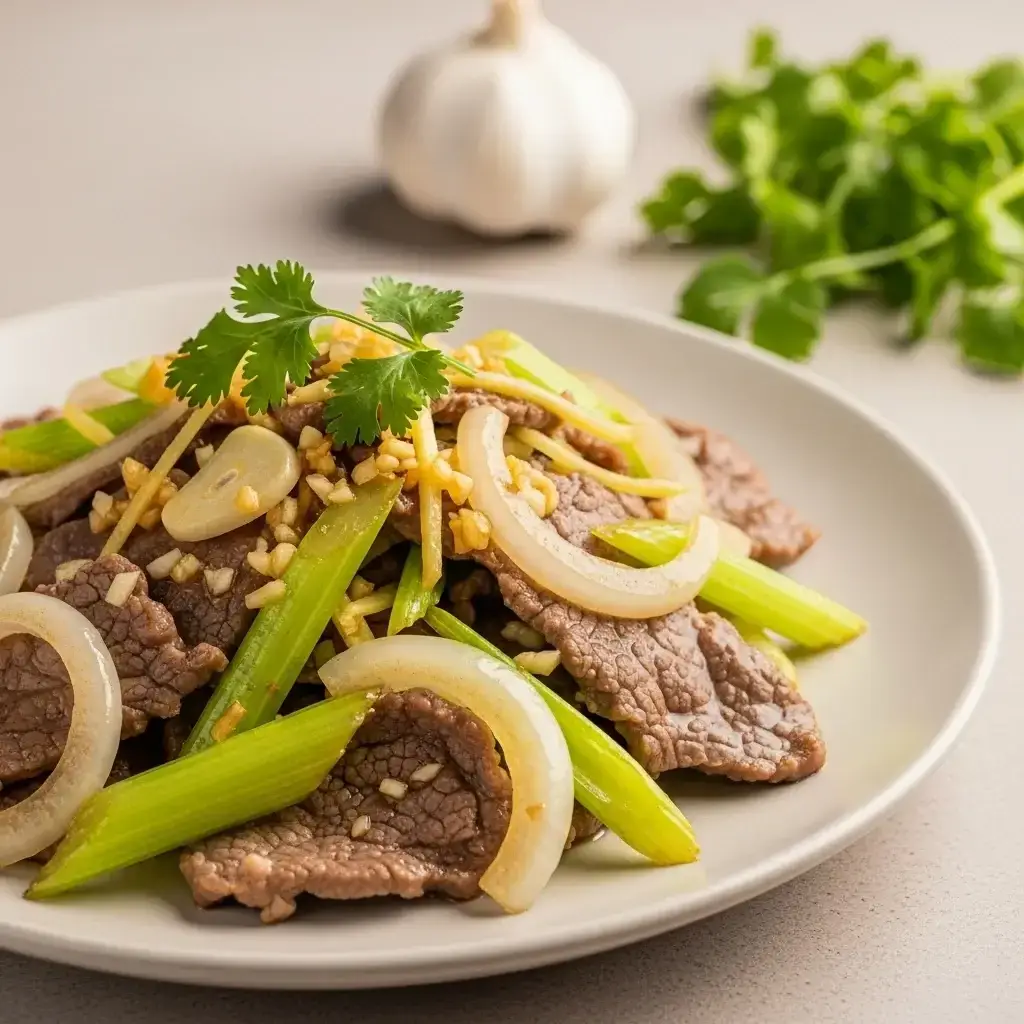Ajo Aromático & Salteado de carne y apio (Thịt Bò Xào Cần Tỏi)