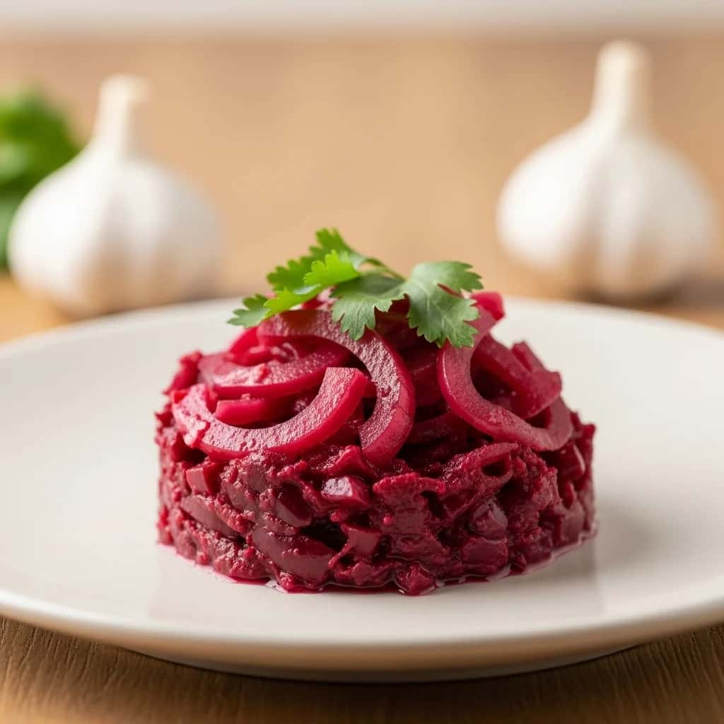 Un manjar del Cáucaso: ajo crujiente en escabeche georgiano (Nivris Mtsnili)