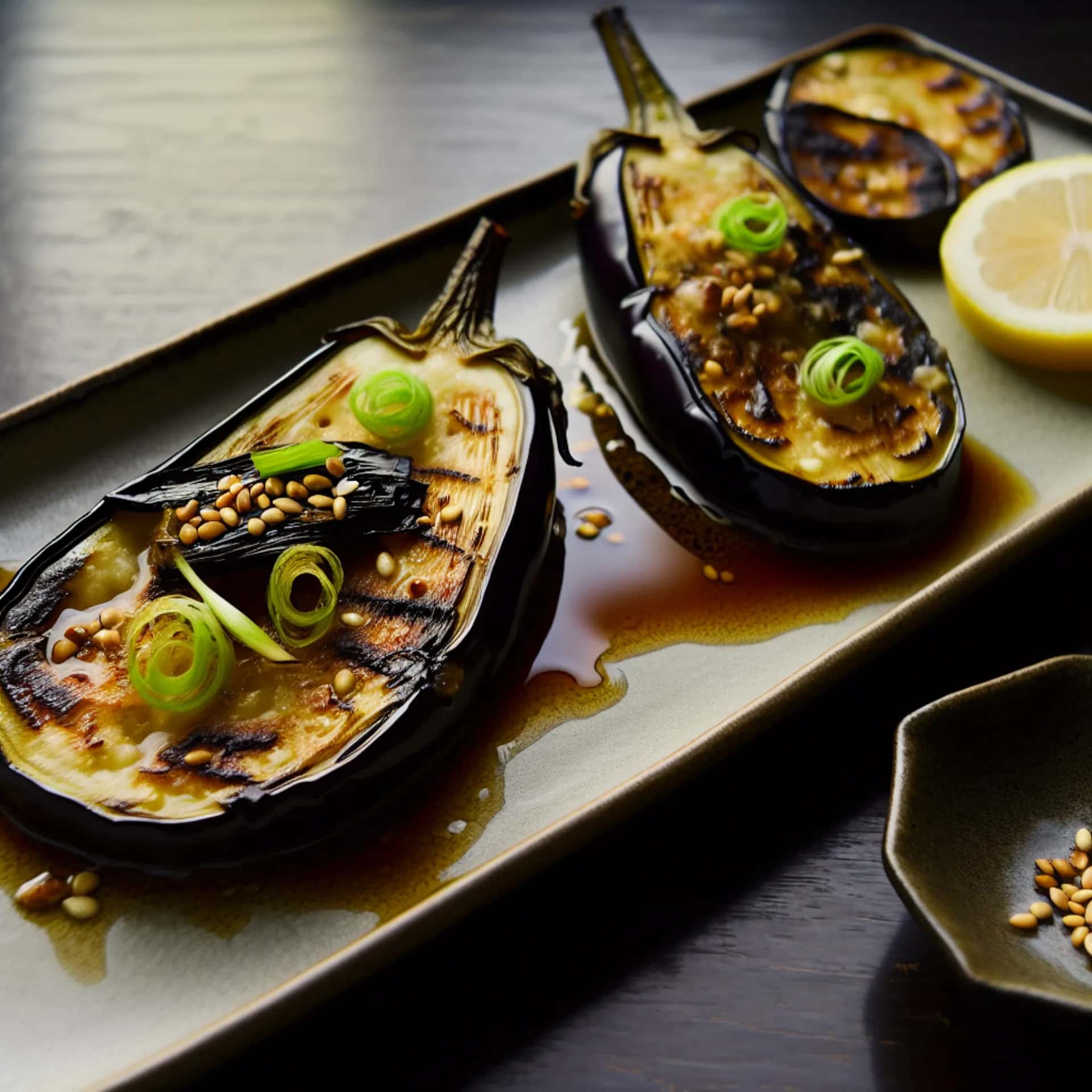 Smoky Miso-Garlic Eggplant Steak (Nasu no Ninniku Butter Yaki)