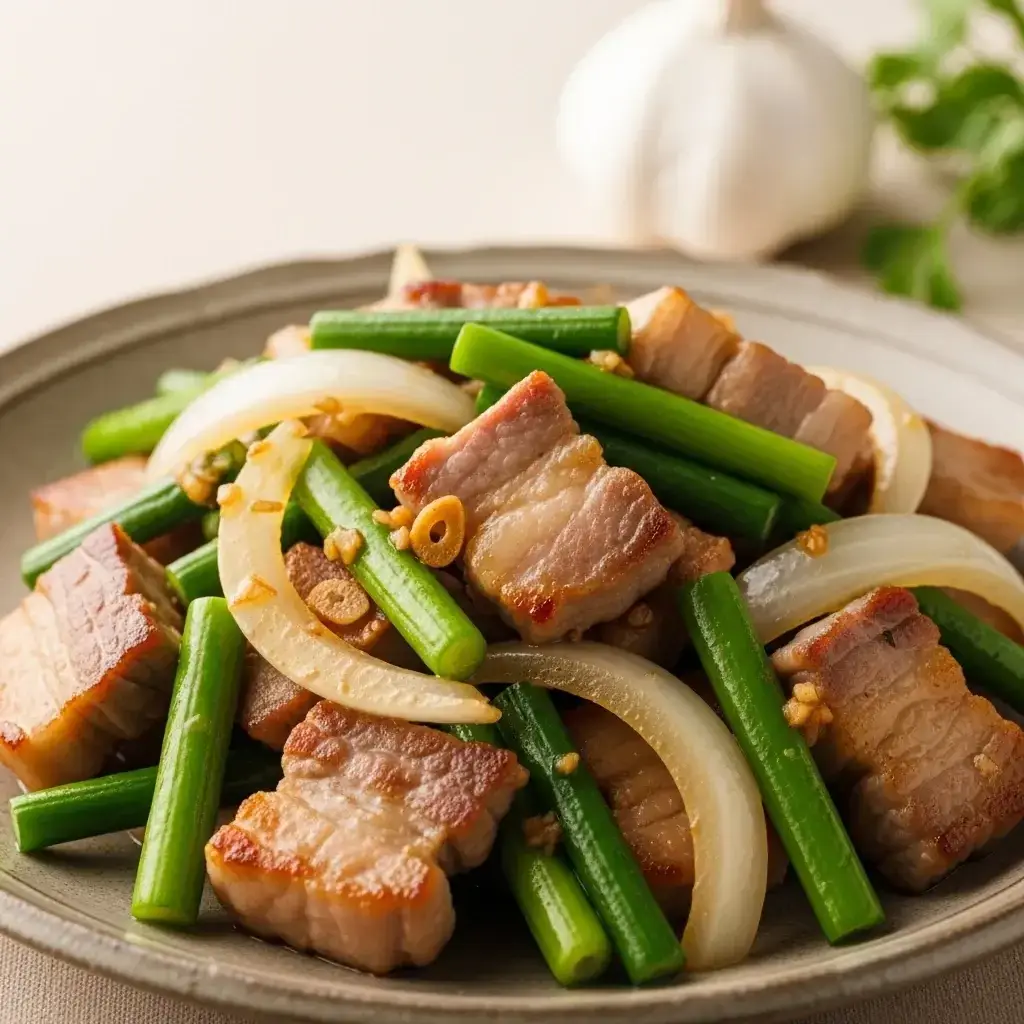 De la granja al wok: un sabroso salteado de cerdo y ajo (Buta to Ninniku no Me Itame)