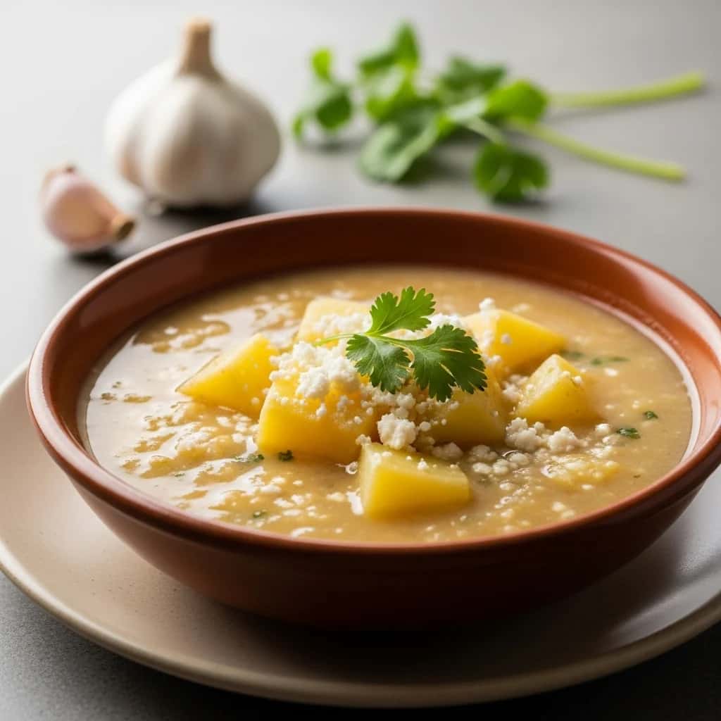 Peruvian Garlic & Potato Soup (Sopa de Ajo y Papa)