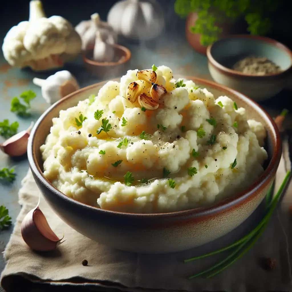 Puré cremoso de coliflor y ajo de ensueño