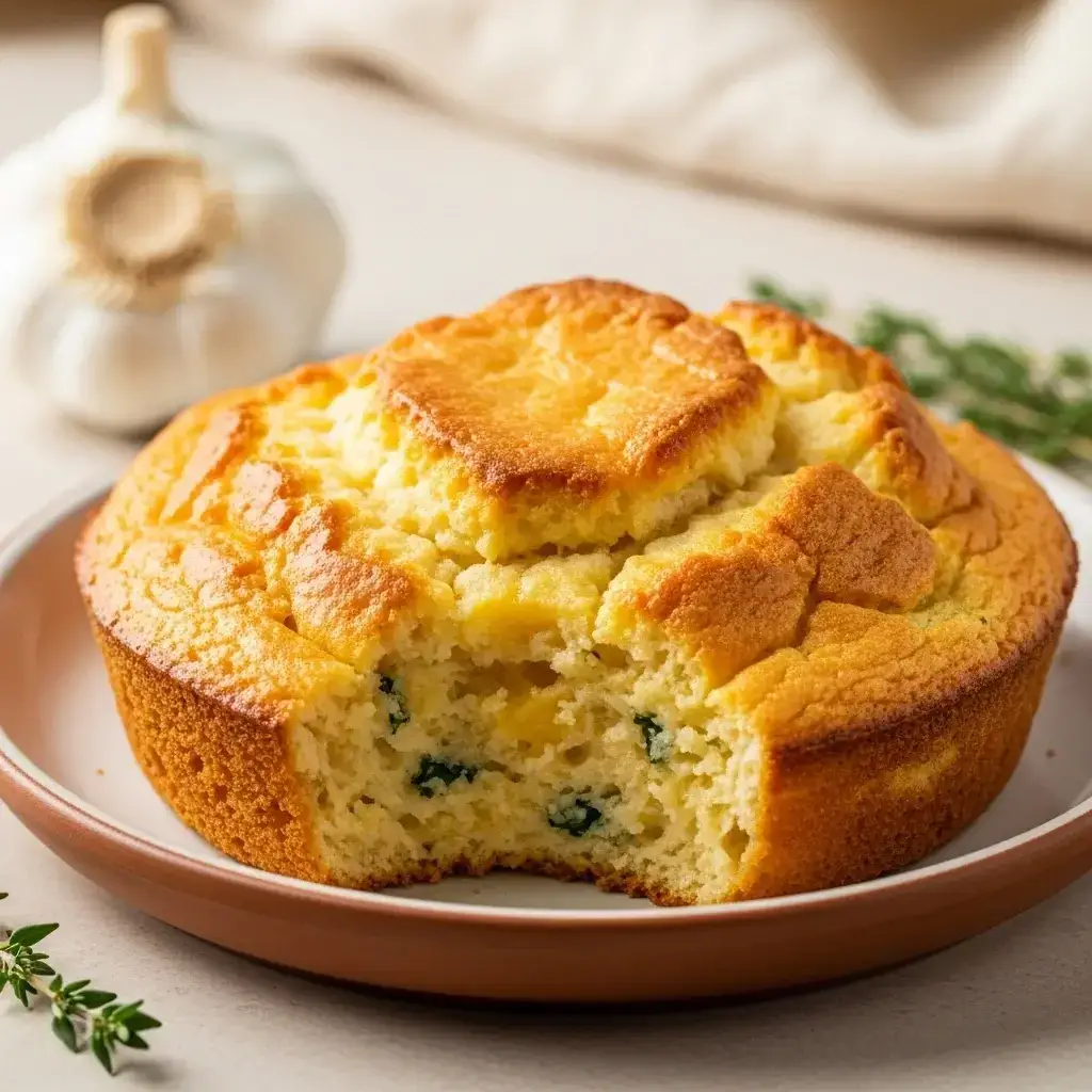 Southern Charm: A Fluffy, Cheesy Garlic Spoonbread