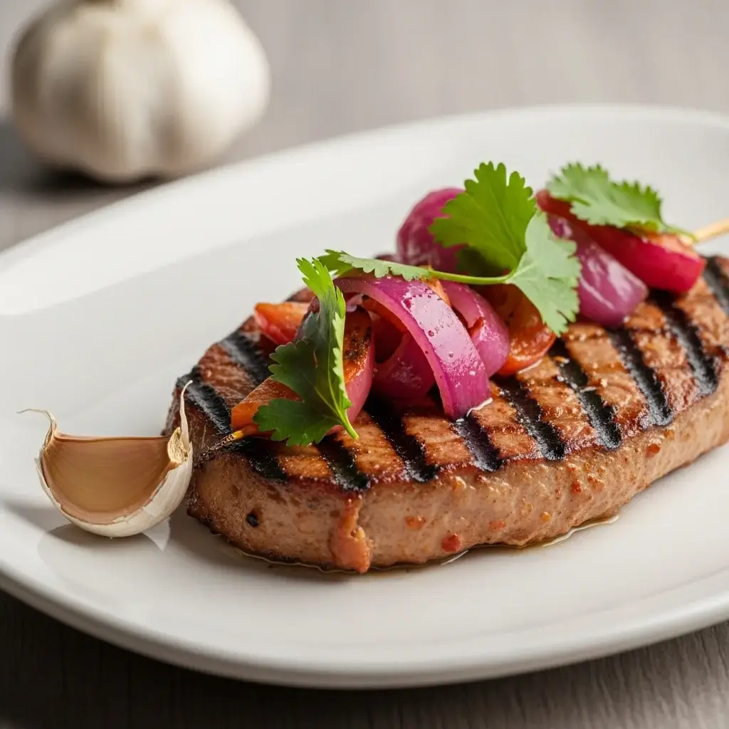 Ein Hauch von Yucatán: Gegrilltes Schweinefleisch mit einem Knoblauch-Sauer-Orangen-Kick (Poc Chuc)