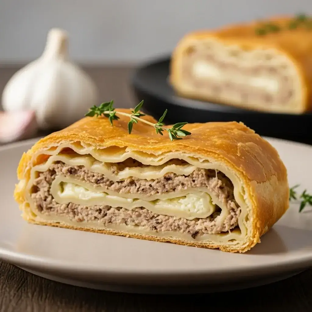 Un strudel avec une âme savoureuse : l'ail et l'ail de Slovaquie Pâtisserie au fromage (Cesnakový Závin so Syrom)