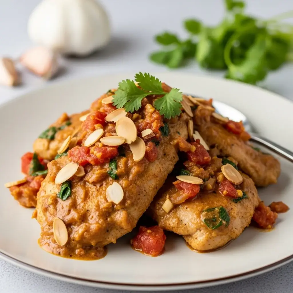 Un clásico colonial: la cremosa almendra y el manjar de México Pollo Al Ajillo (Pollo En Almendrado)
