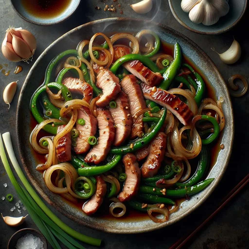 Salteado de cerdo con ajo y chisporroteos: una sabrosa delicia japonesa
