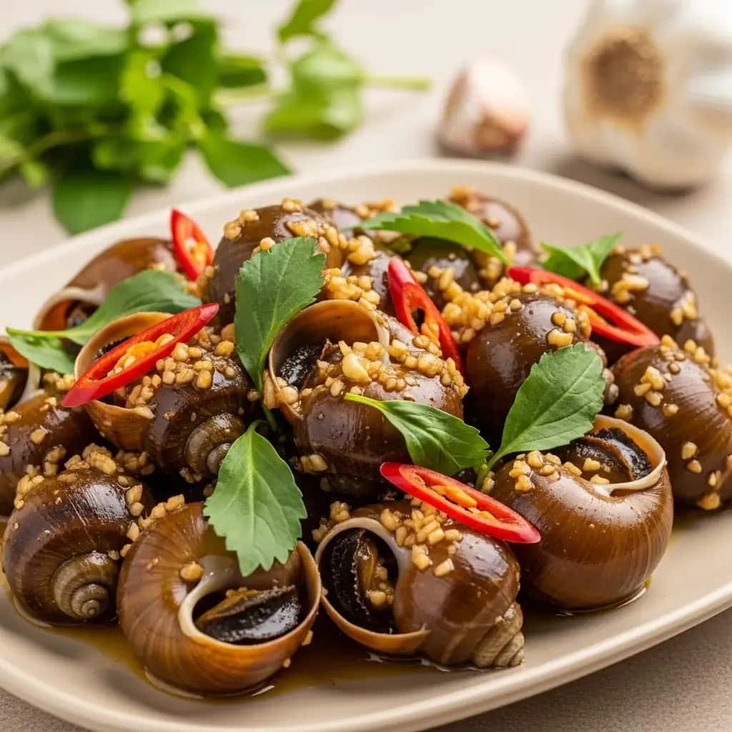 Un sabor de la costa de Vietnam: caracoles aromáticos con mantequilla de ajo (Ốc Hương Xào Bơ Tỏi)