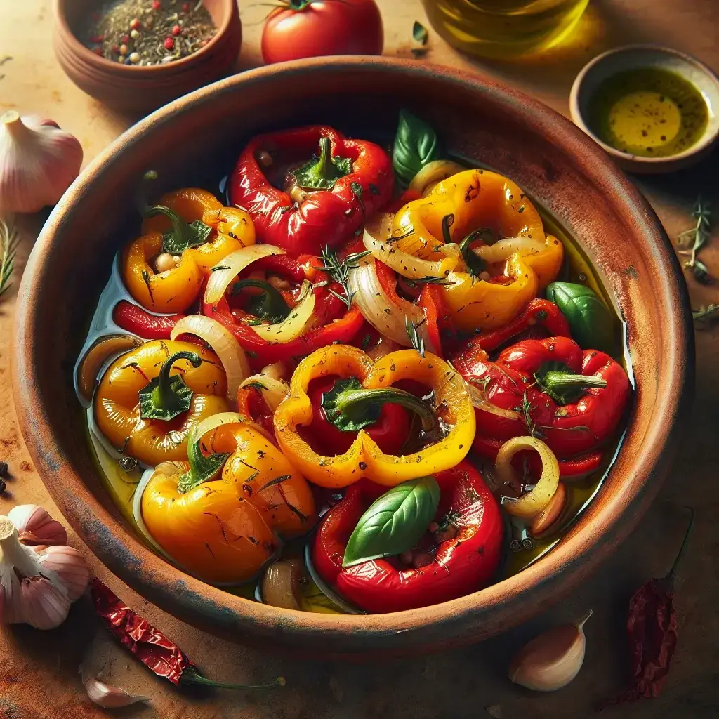 Peperonata com infusão de alho da Puglia