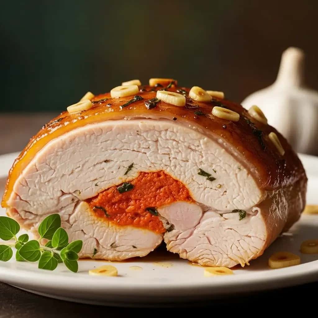 Desde los Andes, una pieza central festiva: pavo asado con ajo peruano (Pavo al Ajo)