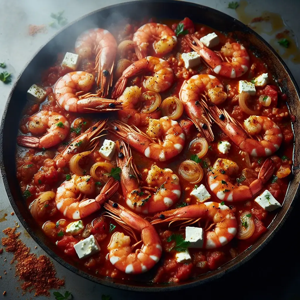 Fiery Garlic Shrimp Saganaki: A Greek Island Delight