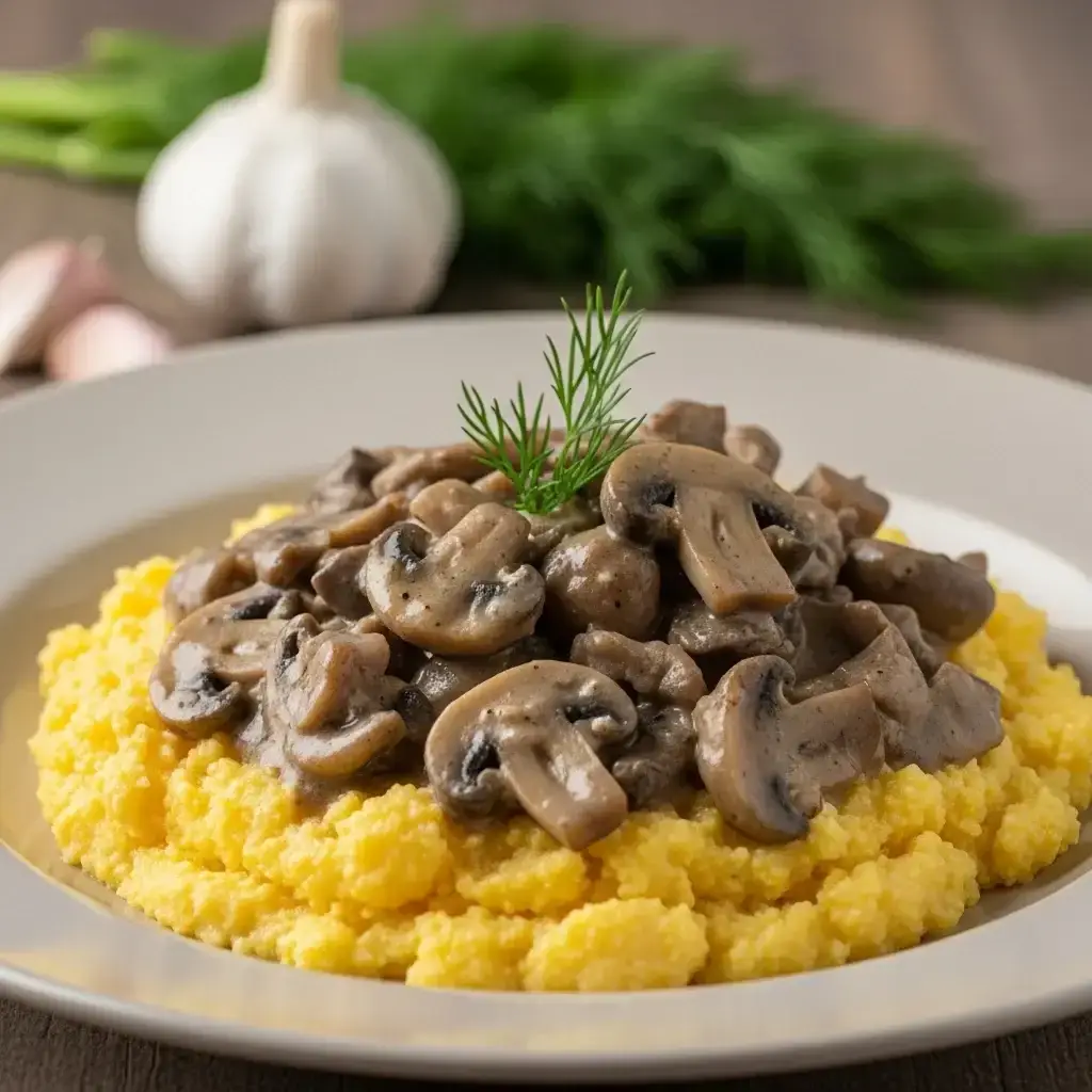 Del campo rumano: estofado cremoso de champiñones y ajo (Ciulama de Ciuperci)