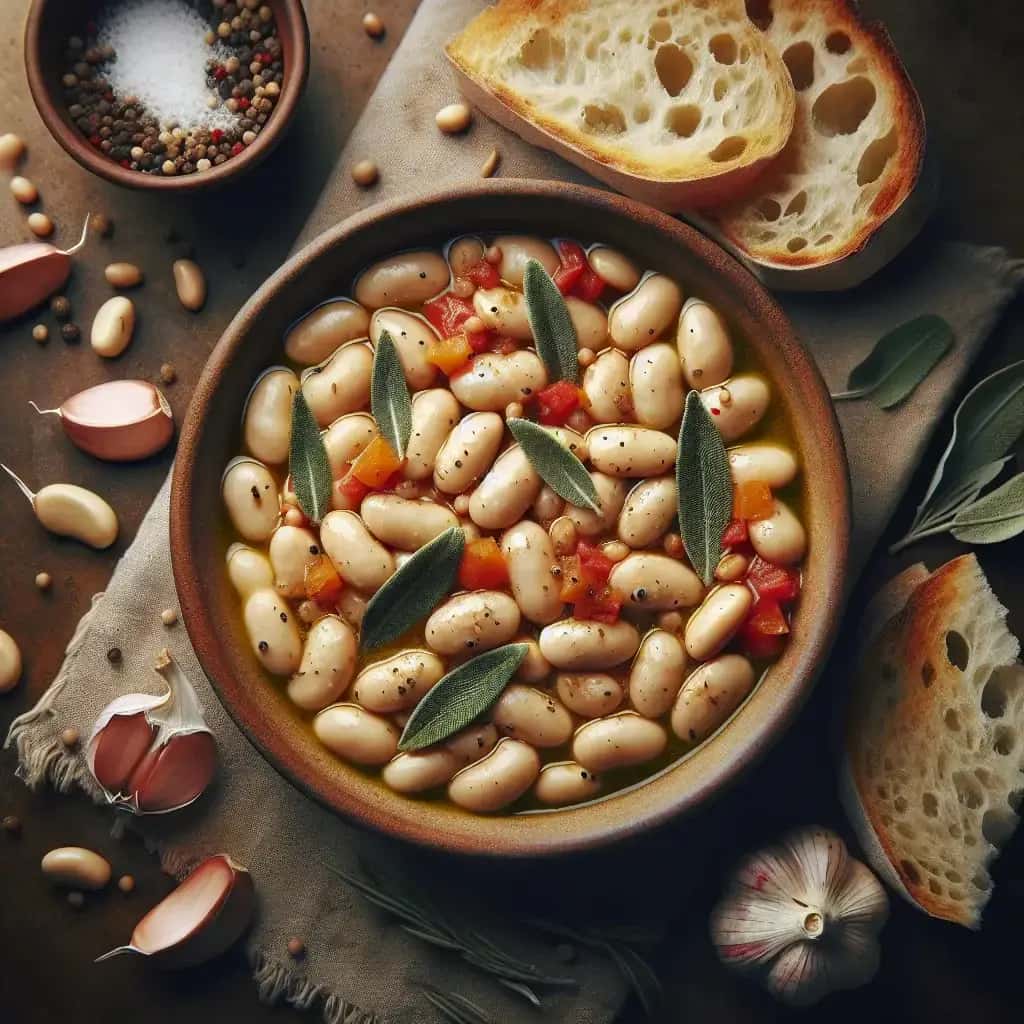 Frijoles blancos toscanos con ajo chisporroteante y salvia