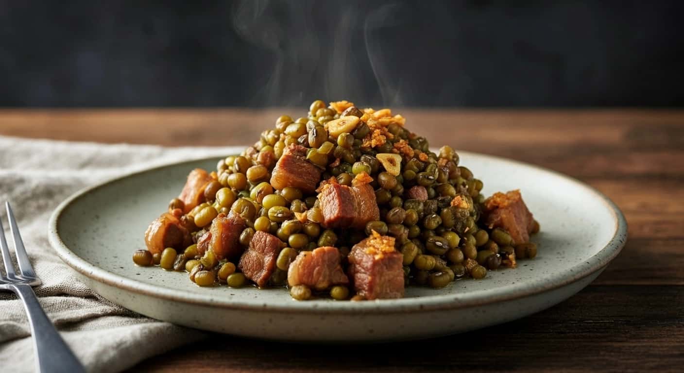 Un favorito filipino de los viernes: Frijoles mungo salteados con ajo y cerdo Ginisang Munggo