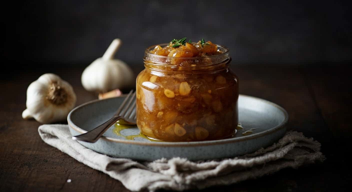 A French Delicacy Sweet and Savory Slow-Cooked Garlic Jam Confiture D'ail