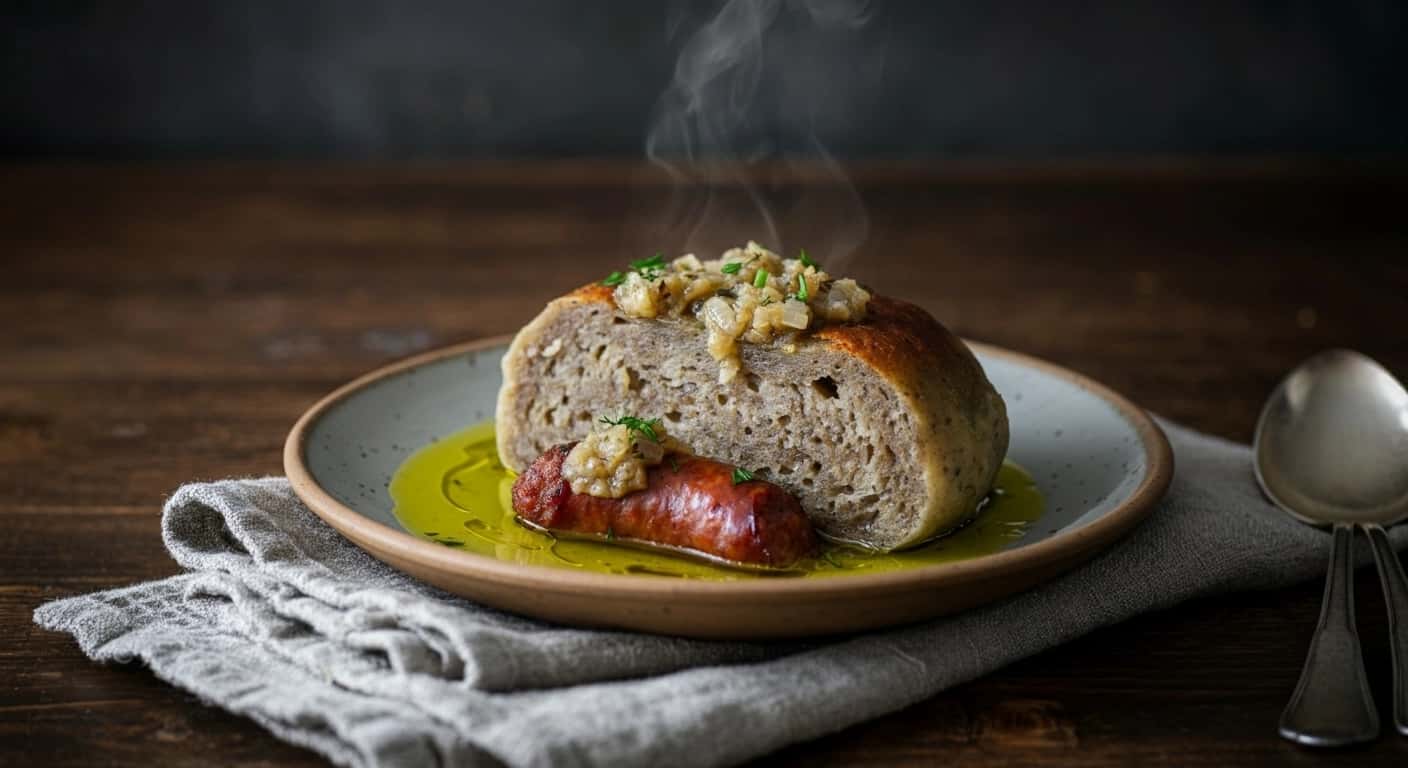 Una Tradición Polaca de Pascua Sopa Agria de Centeno con Ajo y Salchicha Zurek
