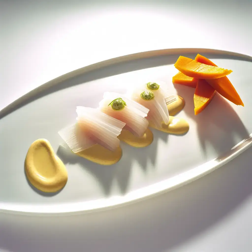 Uma delícia sedosa e picante: Tiradito peruano com alho cremoso e amp; Molho Aji Amarillo