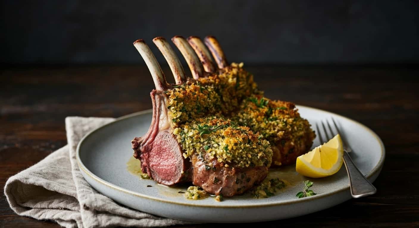 A St Patrick's Showstopper Garlic Herb Crusted Rack of Lamb