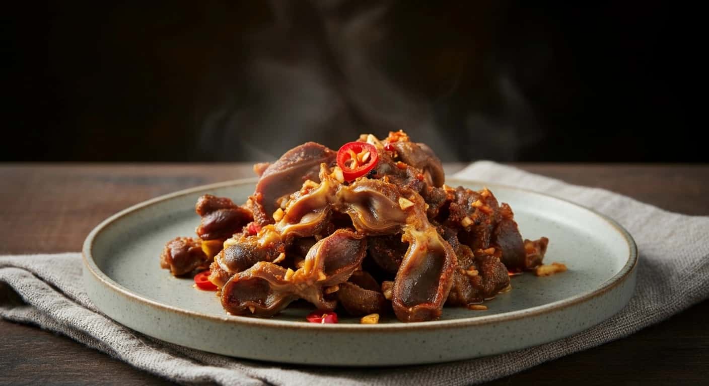 Un Sabor de Corea: Mollejas de Pollo al Ajillo Picantes (Dak Ttongjip Bokkeum)