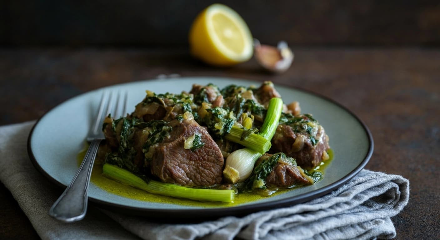 Un Goût de Printemps Ragoût d'Agneau Roumain à l'Ail Vert Stufat de Miel