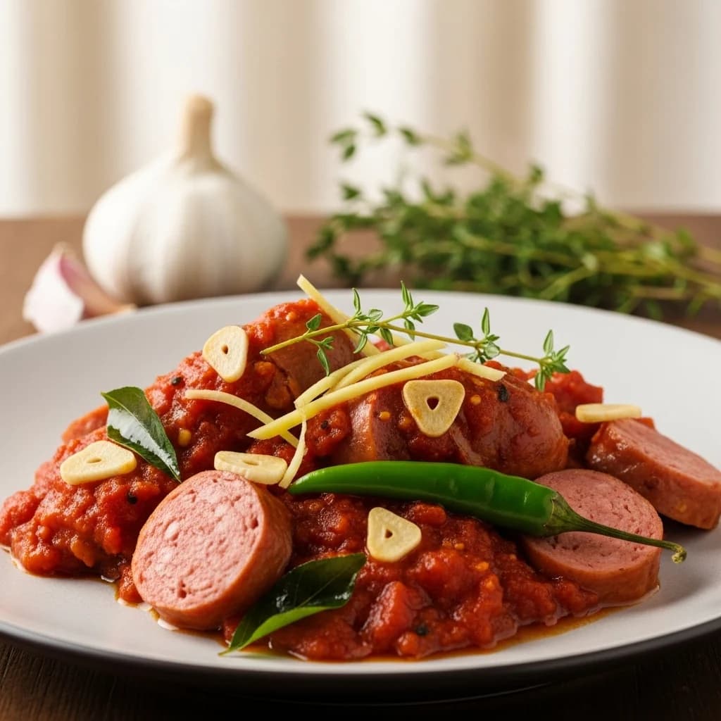 Un avant-goût des îles : copieuse rougaille à la saucisse mauricienne