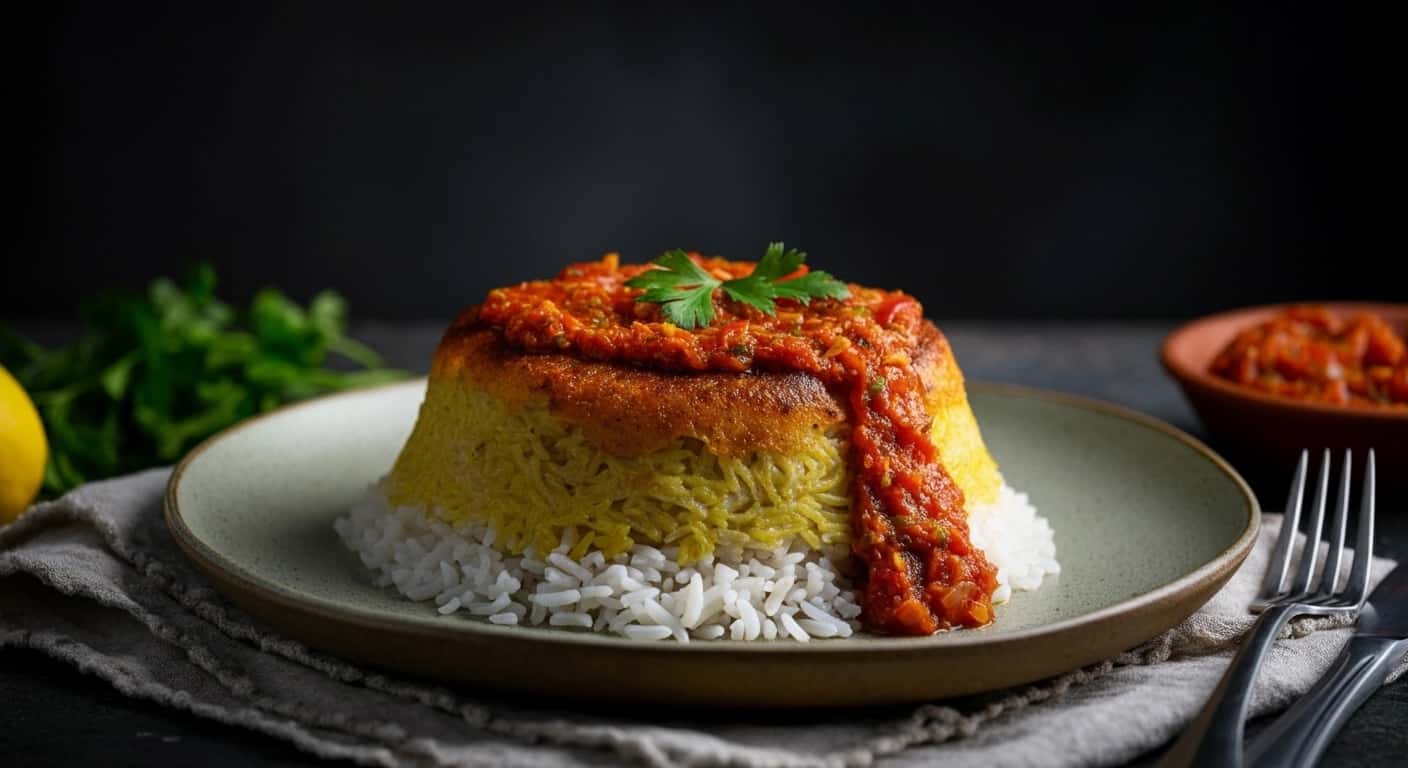An Eid Celebration Egyptian Fatta with Garlicky Tomato Sauce
