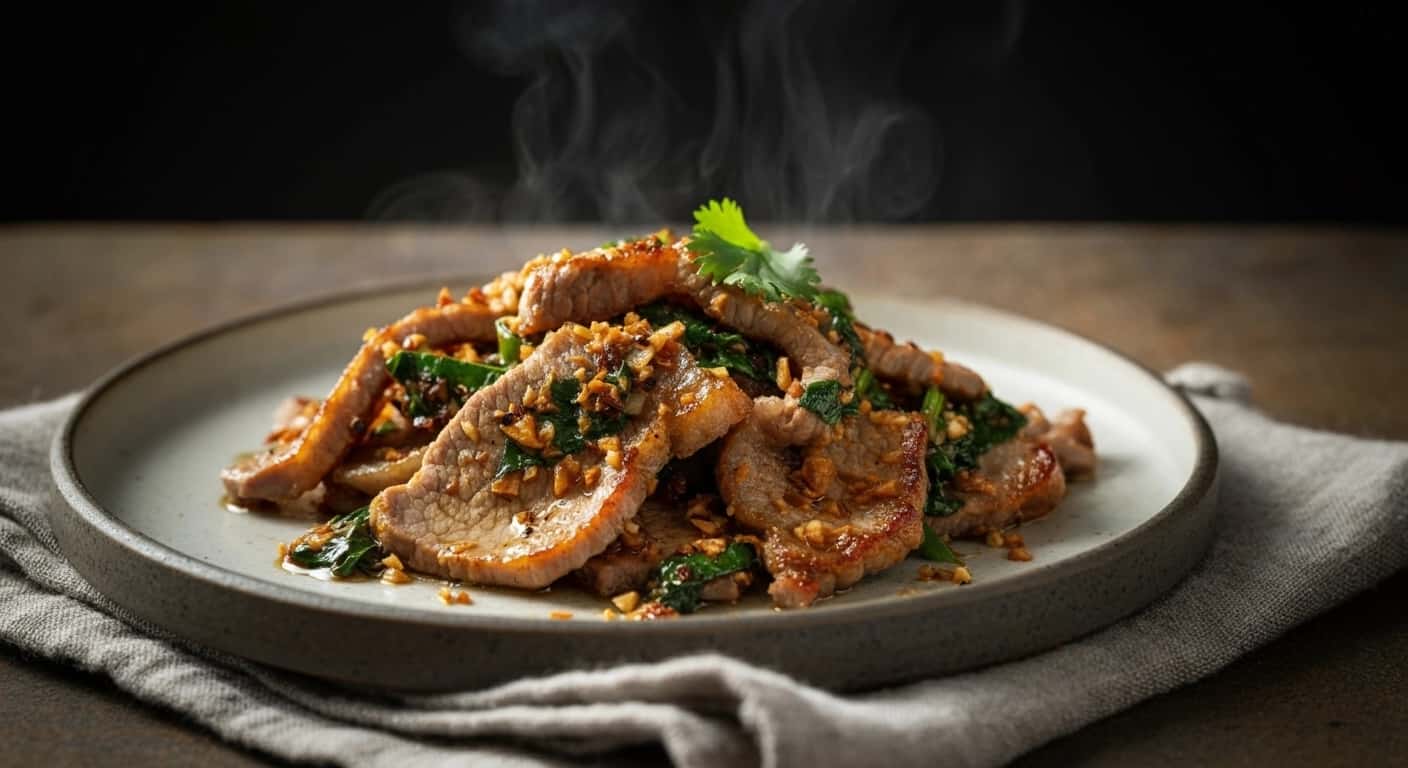 Authentic Thai Garlic Pepper Pork Recipe (Moo Gratiem)