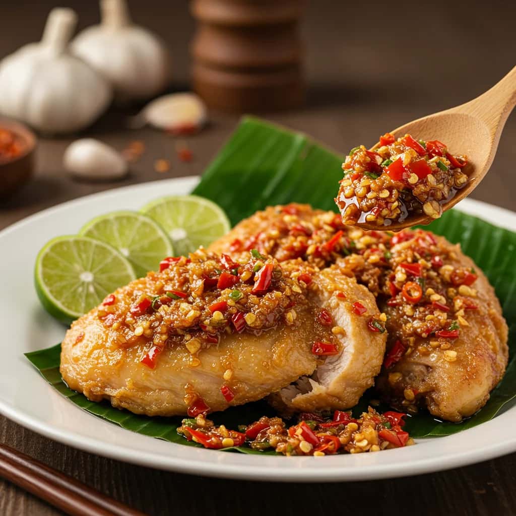 De Yogyakarta con furia: el mejor pollo machacado con ajo (Ayam Geprek)