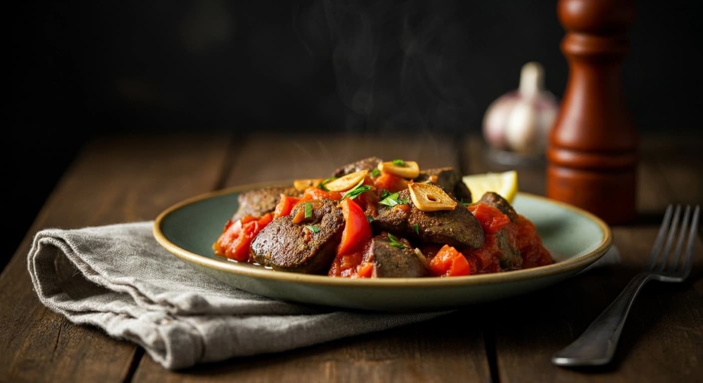 Balkan-Komfort: Albanische Gebackene Leber mit Knoblauch-Kick, Fergese Me Melci