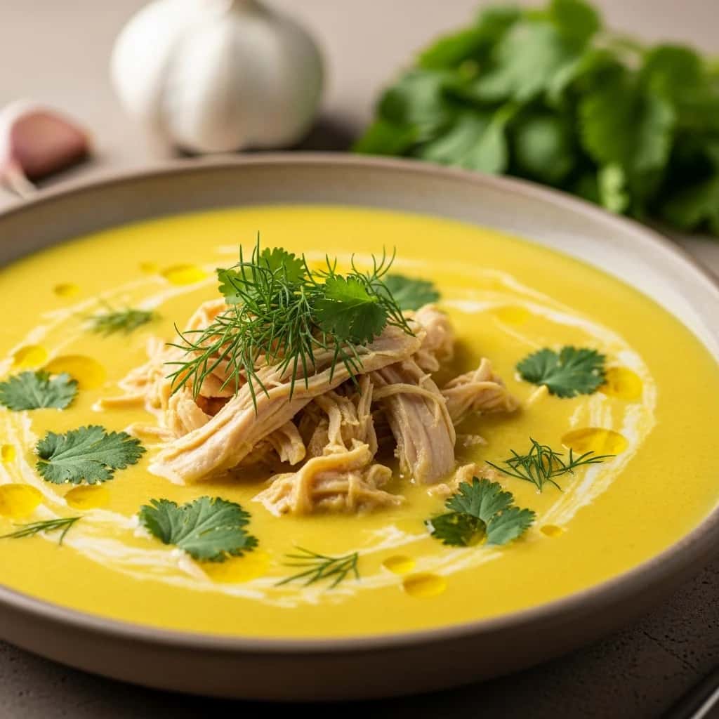 La cura del rey: el pollo dorado y el pollo dorado de Georgia Sopa De Ajo (Chikhirtma)