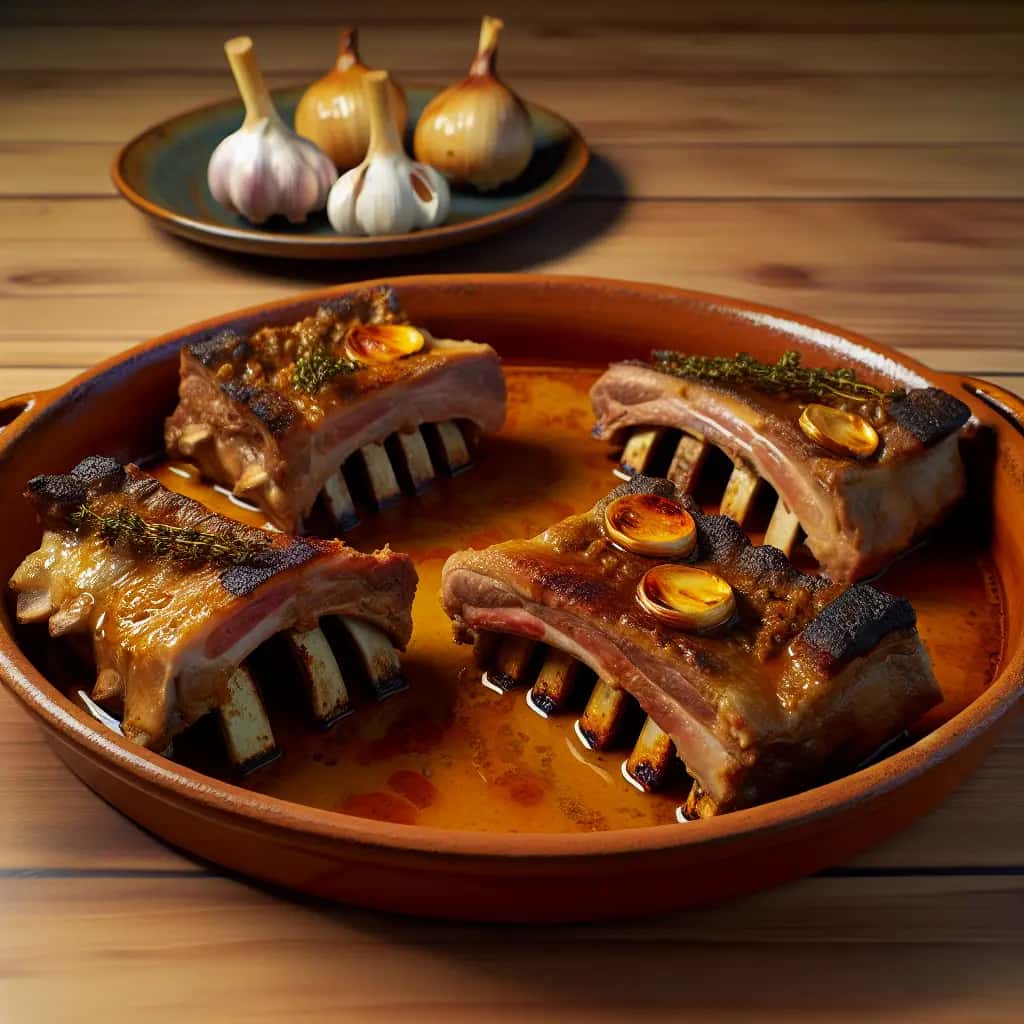 Из испанской Месеты: Rustic & Пикантные свиные ребрышки с чесноком (Costillas al Ajillo)