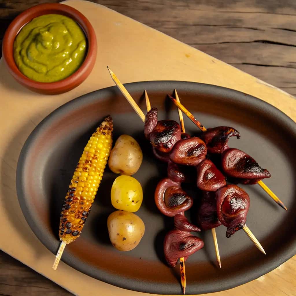 De las calles de Lima: ajo chisporroteante y salsa picante Brochetas De Mollejita De Pollo (Anticuchos De Mollejitas)