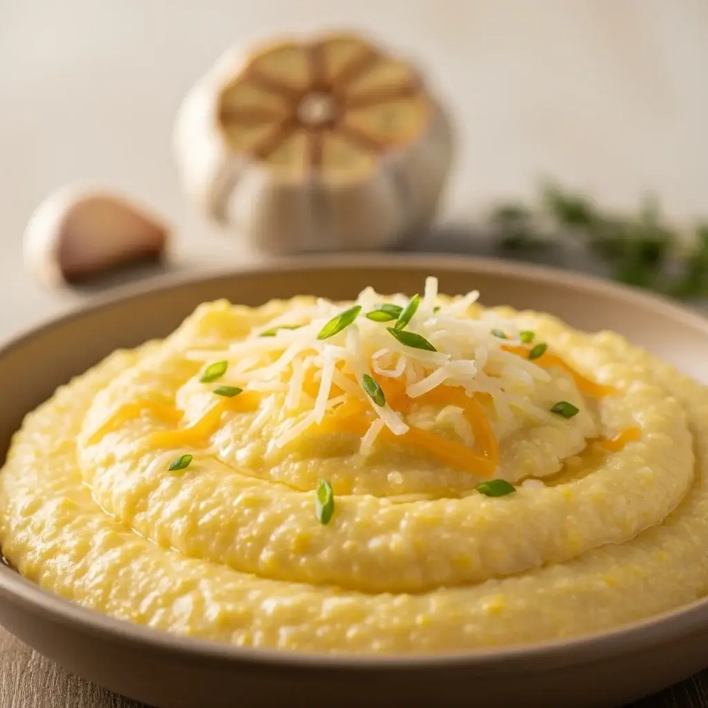 Comodidad sureña en un tazón: sémola de ajo cremosa y con queso