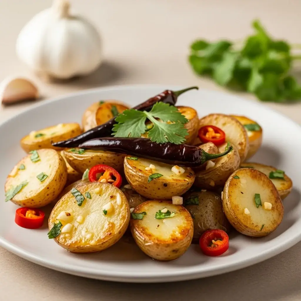 A resposta do México às batatas chatas: batatas ardentes com alho Guajillo (Papas al Ajillo)