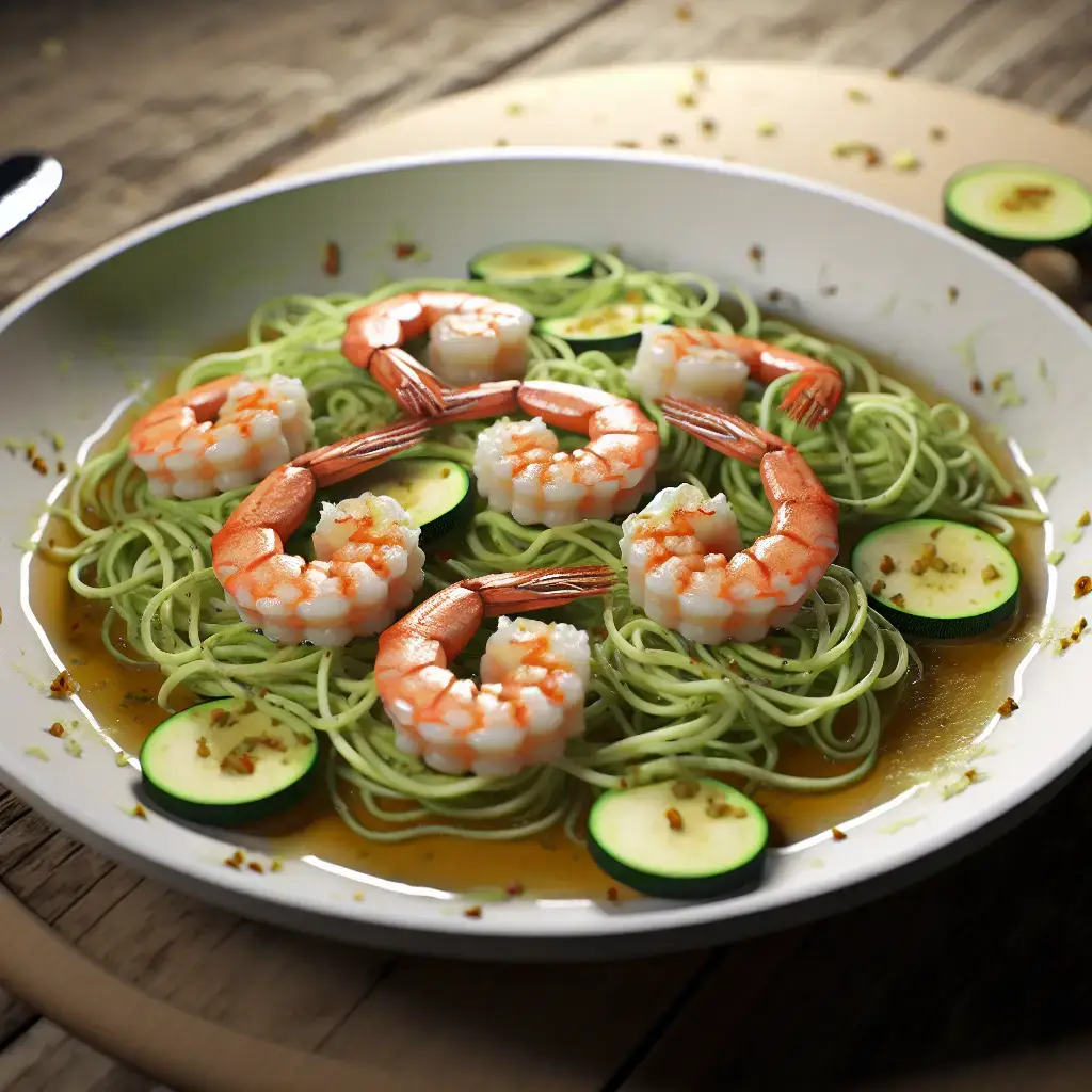Gambas al ajillo con mantequilla y fideos de calabacín: una sabrosa delicia americana