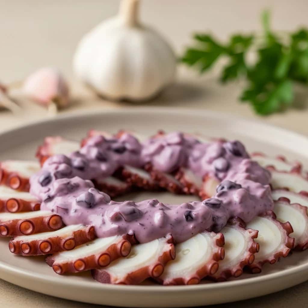 De Lima con Amor: Pulpo Sedoso en Crema de Aceitunas Negras al Ajillo (Pulpo al Olivo)