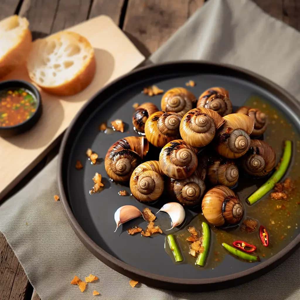 Ajo chisporroteante y Caracoles Babylonia de limoncillo (Ốc Tỏi Nướng Mỡ Hành)