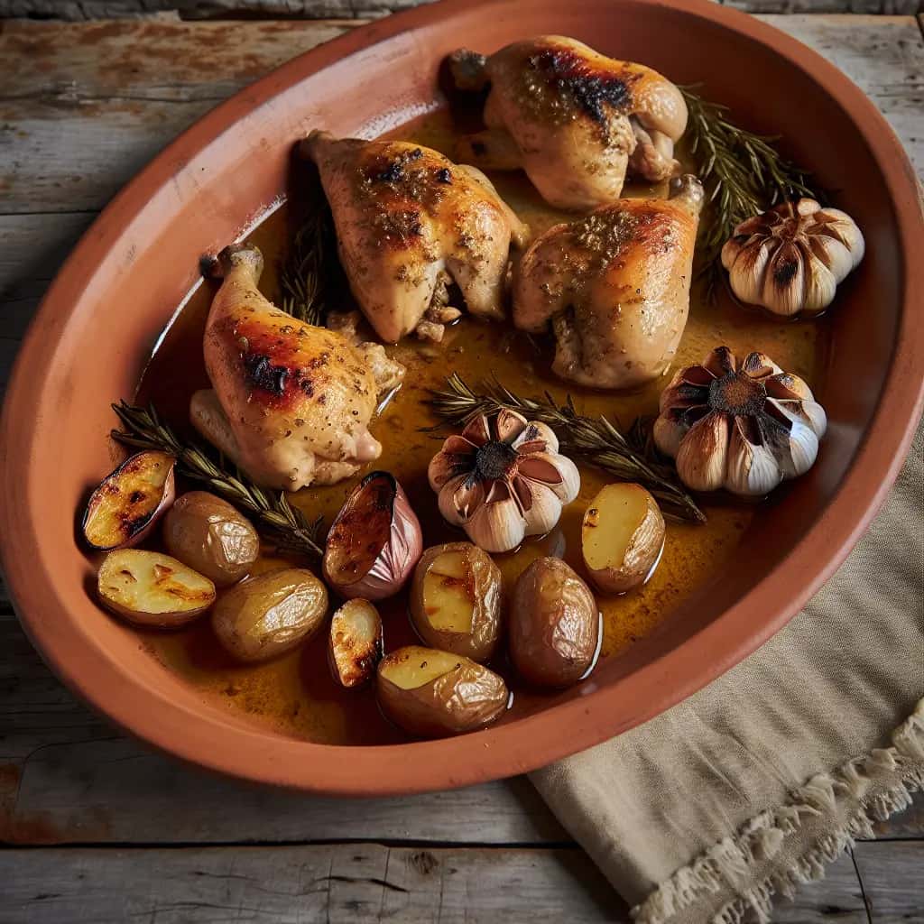 Pollo asado toscano con ajo y romero