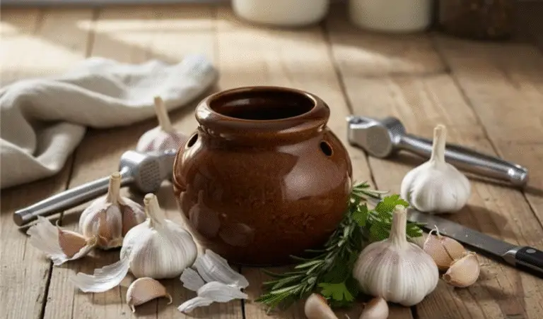 Handcrafted Stoneware Garlic Jar