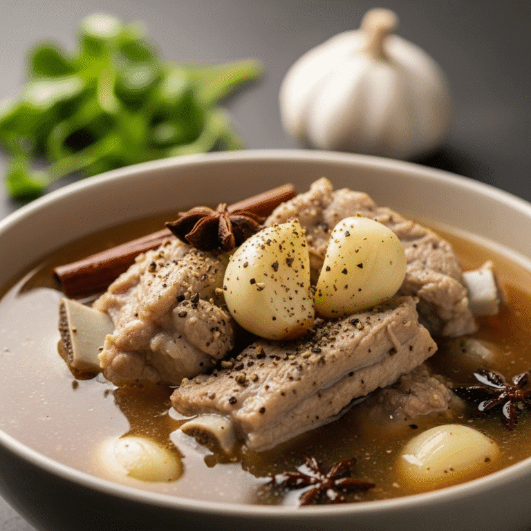 Singaporean Peppery Garlic Pork Rib Soup (Bak Kut Teh)