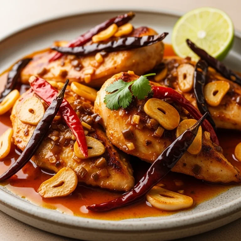 Mexico’s Fiery Embrace: Rustic Guajillo Garlic Chicken (Pollo al Ajillo)