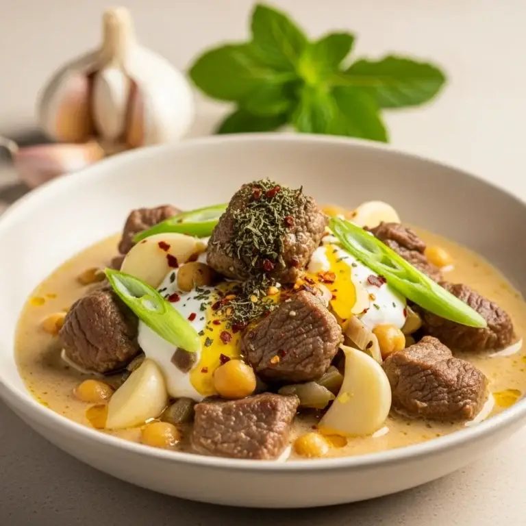 From Gaziantep’s Spring Fields: A Hearty Lamb & Fresh Garlic Stew (Şiveydiz)