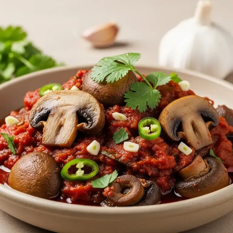 A Rustic Georgian Delight: Spicy Mushroom & Garlic Stew (Sokos Chashushuli)
