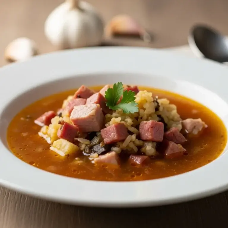 From Old Castile: A Hearty Spanish Garlic & Ham Soup (Sopa Castellana)