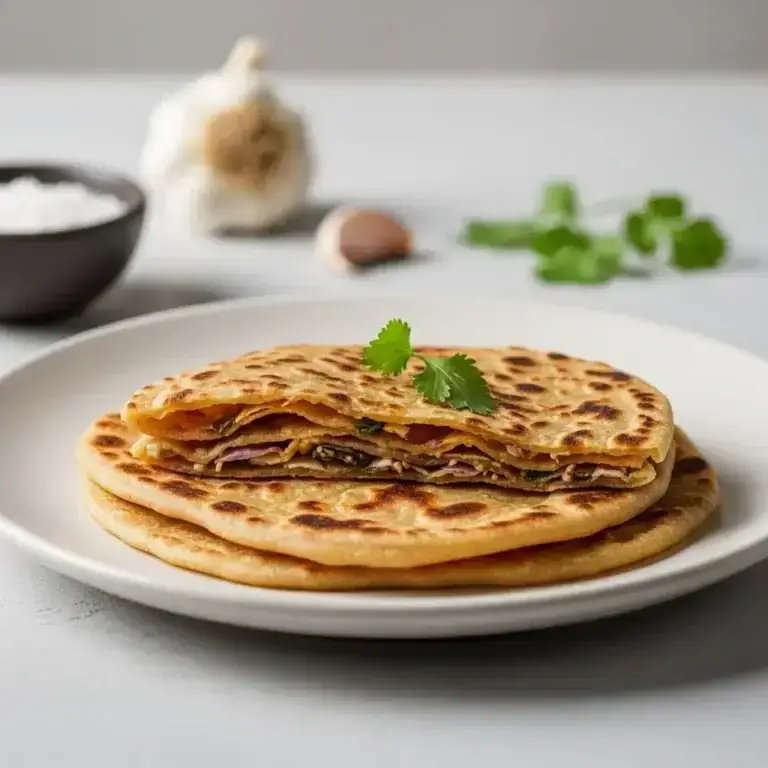 From the Griddle’s Heart: India’s Layered Garlic Flatbread (Lahsuni Paratha)