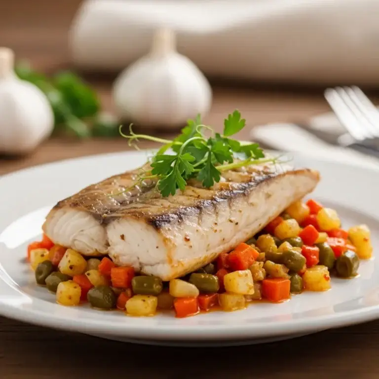 From the Danube Delta: Rustic Baked Carp with a Garlicky Vegetable Medley (Plachie de Crap)