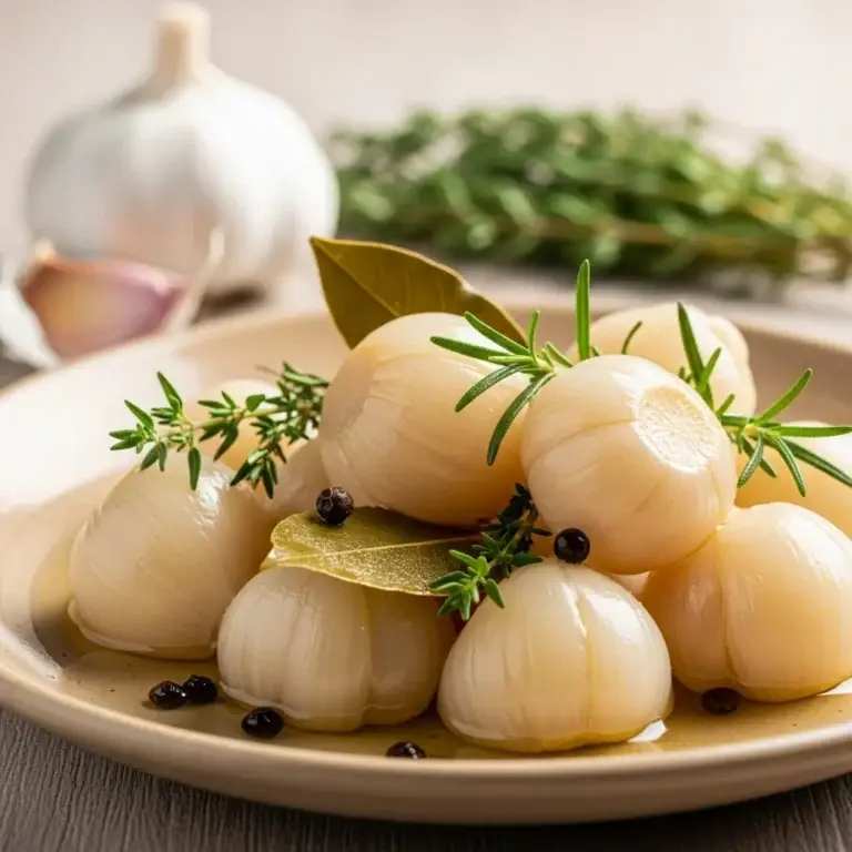 From the Slovak Pantry: Aromatic Pickled Garlic with White Wine & Herbs